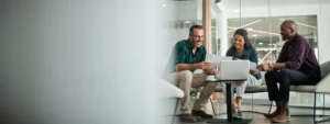 Employees working at corporate office