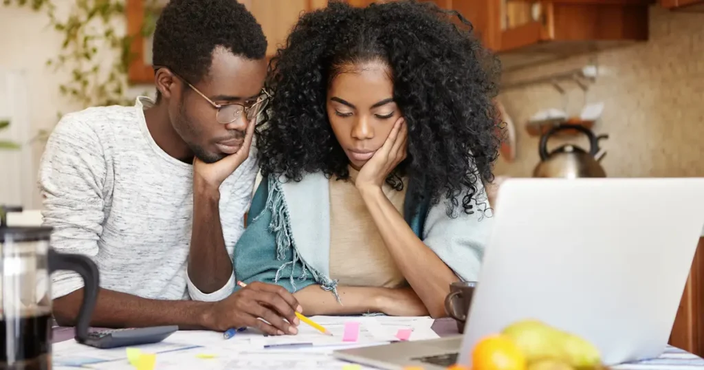 Couple looking at finances