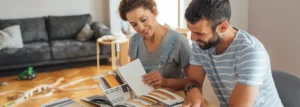 Couple planning home renovation.