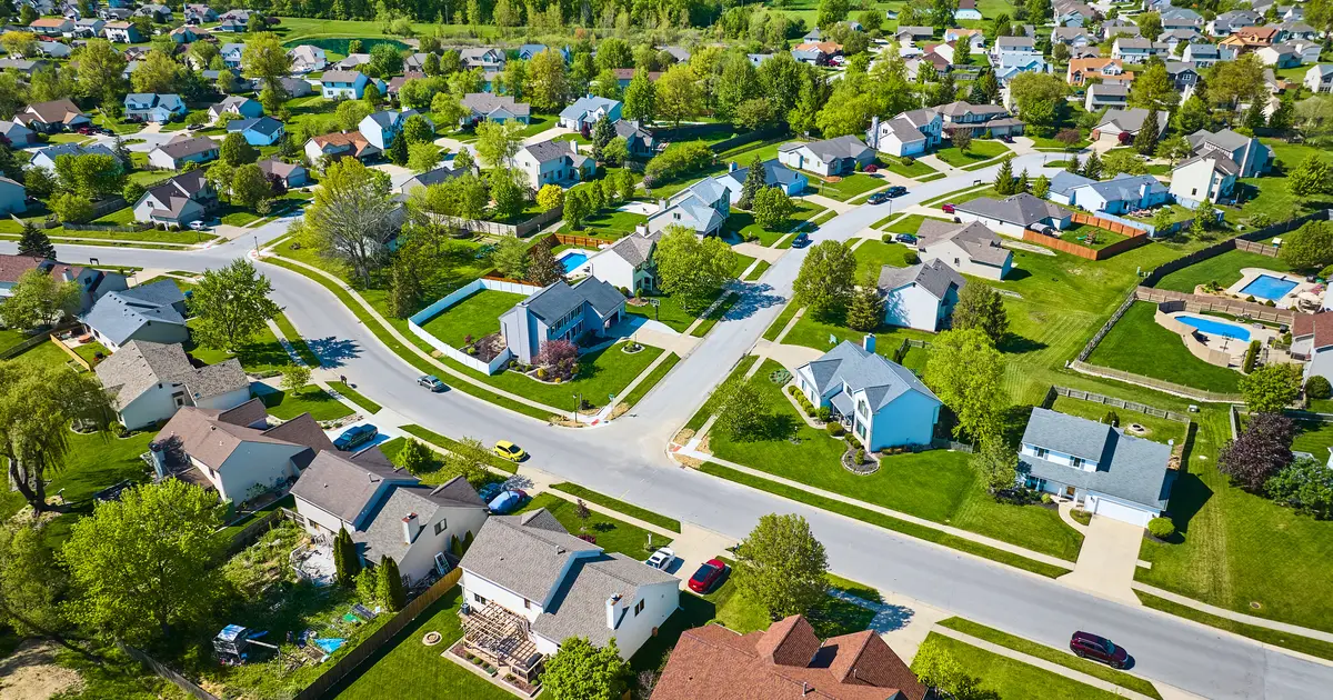 Aerial view of neighborhood