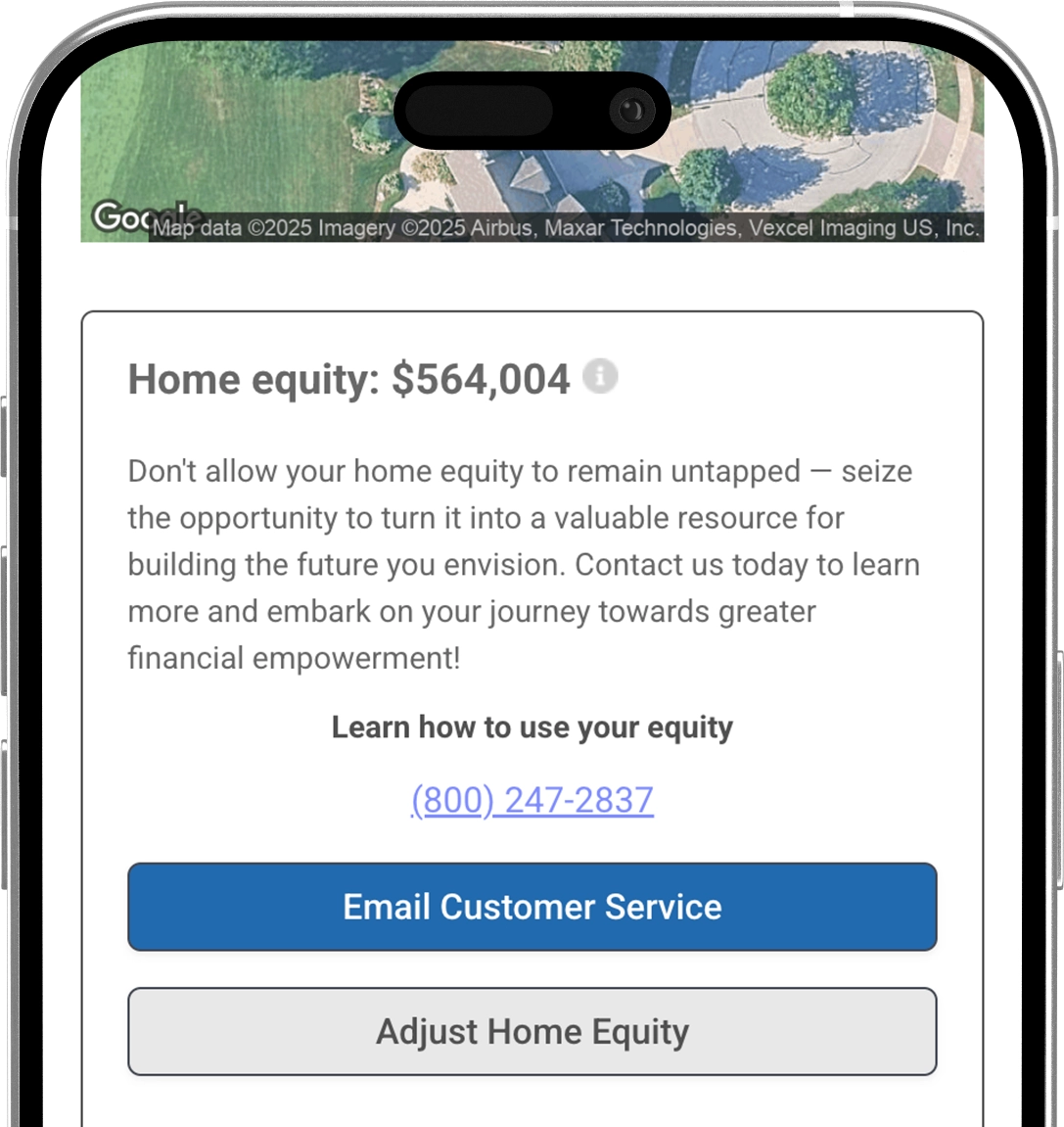 A phone depicting what the MORE app looks like.